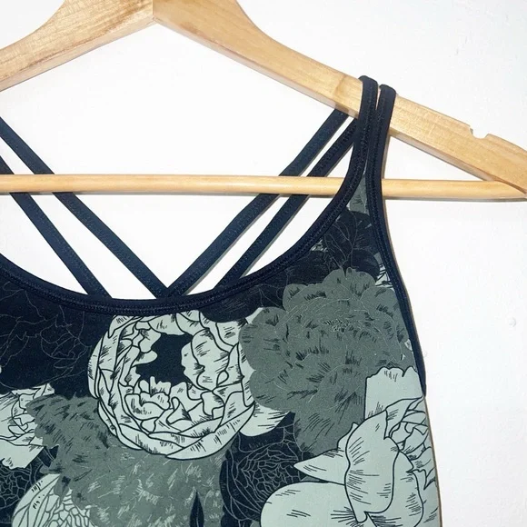 Four Laps vitality athletic fit peonies print thyme olive green new bra - Picture 3 of 14
